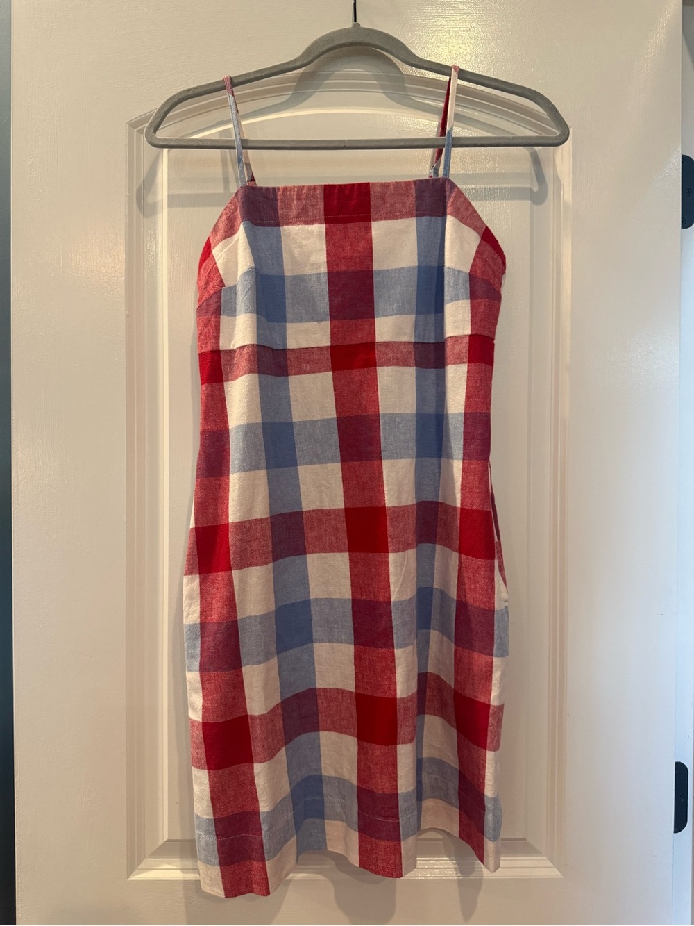 a new day Red, White & Blue Plaid Spaghetti-Strap Mini Dress